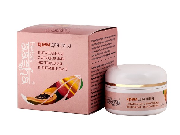 Крем для лица питательный с фруктовыми экстрактами, 50гр. (Aasha Herbals)