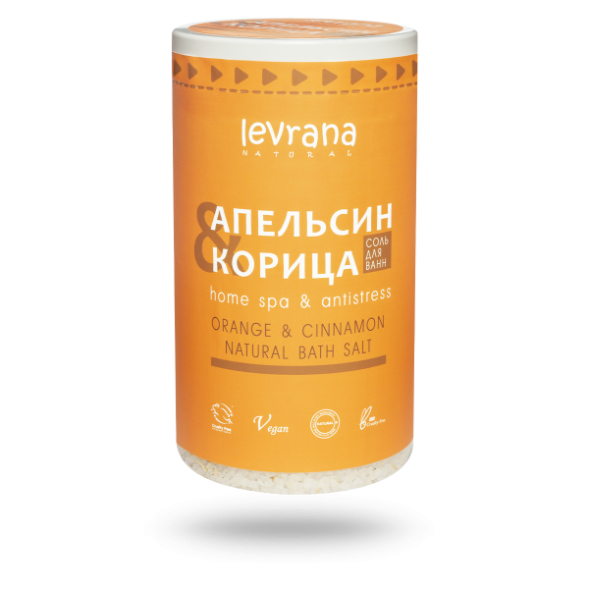 Соль для ванн с маслом АПЕЛЬСИНА и КОРИЦЫ 800гр ТМ Levrana