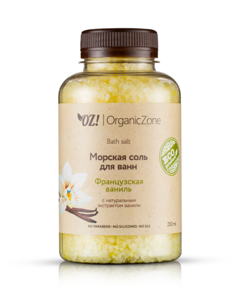 OrganicZone Соль морская для ванн &amp;quot;Французская ваниль&amp;quot;, 250 мл