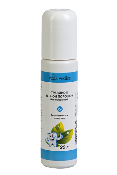 Травяной зубной порошок отбеливающий (голубой), 20гр. (Veda Vedica)