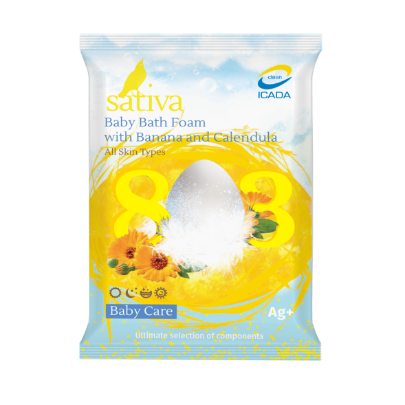 Sativa №803 Пена детская для ванны с бананом и календулой, 15 гр