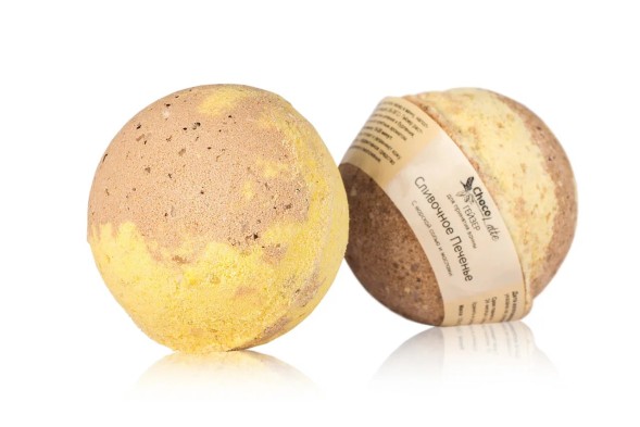 ChocoLatte Гейзер (бурлящий шар) арома для ванн СЛИВОЧНОЕ ПЕЧЕНЬЕ d 6 см, 150 гр