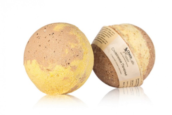 ChocoLatte Гейзер (бурлящий шар) арома для ванн СЛИВОЧНОЕ ПЕЧЕНЬЕ d 6 см, 150 гр