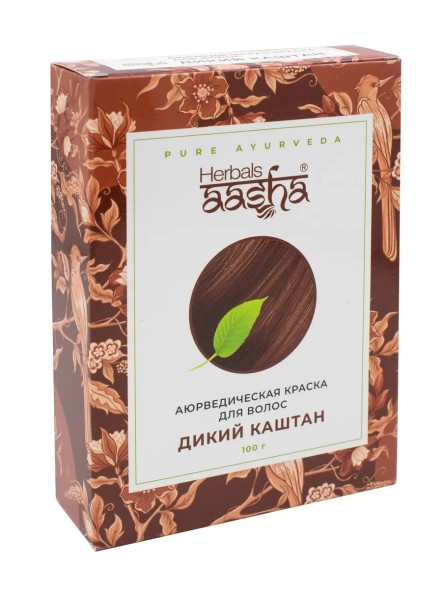 Аюрведическая краска для волос &amp;quot;Дикий каштан&amp;quot;, 100гр. (Aasha Herbals)