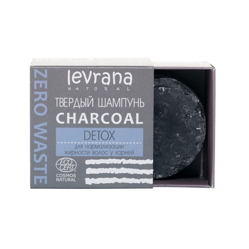 Твердый шампунь CHARCOAL детокс, 50гр. (Levrana)