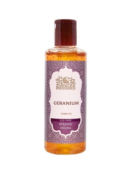 Гель для душа &amp;quot;Герань&amp;quot; без сульфатов, 200мл. (IndiBird)