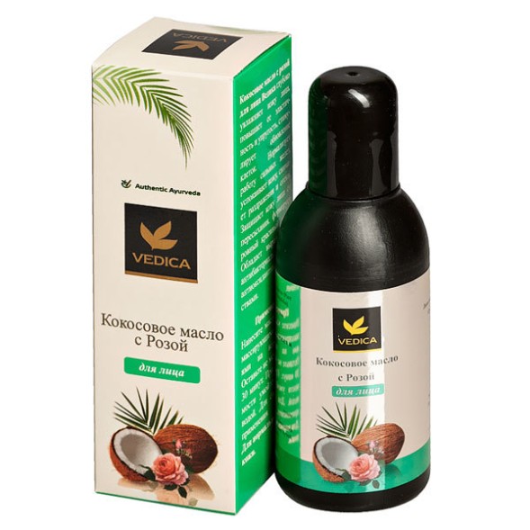 Масло кокосовое с Розой для лица, 100 мл. (Veda Vedica)