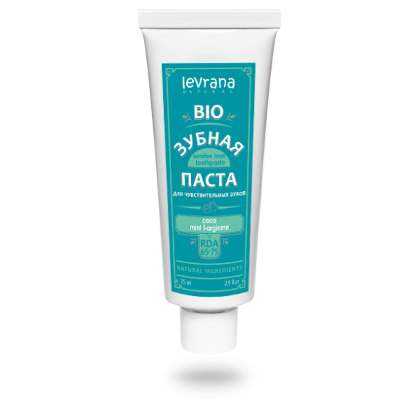 Зубная паста био СOCO&amp;amp;MINT&amp;amp;L-ARGININE для чувствит. зубов с кокосовым маслом /75мл/ТМ Levrana