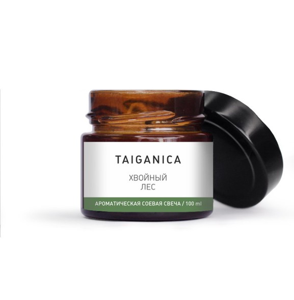 Соевая свеча &amp;quot;Хвойный лес&amp;quot;, стекло, 100мл. ТМ TAIGANICA