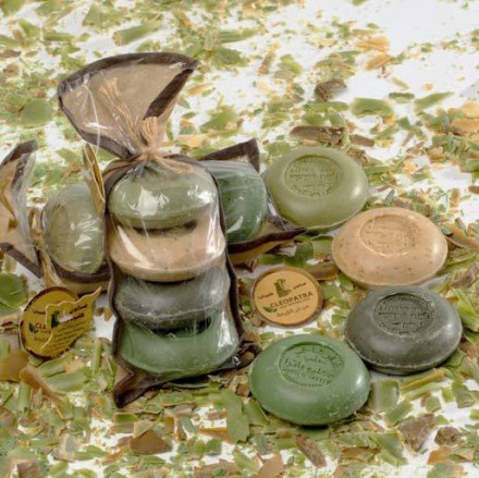 Набор алеппского Оливкового мыла в мешочке, 4 шт., 400 гр. (ТМ Клеопатра)