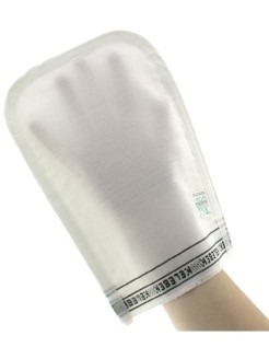 Рукавица &amp;quot;Кесе&amp;quot; мягкая для пилинга /шелк/белая/ для лица, шеи, декольте (Мыльные орехи)