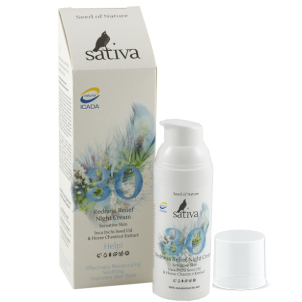 Sativa №30 Крем-флюид для лица для чувствительной легко краснеющей кожи (ночной), 50 мл