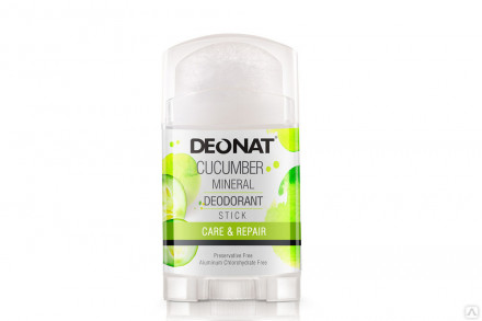 Натуральный дезодорант-кристалл ДеоНат с экстрактом огурца, розовый стик, 100г. (DeoNat)