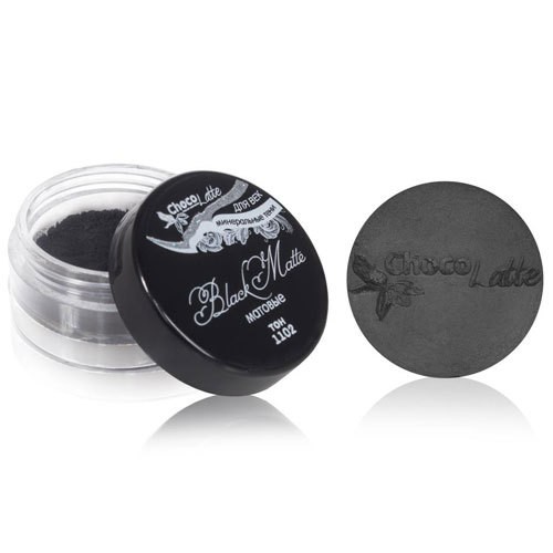 Тени минеральные для век, тон 1102 Black Matte, матовые, 3мл/1,2гр. (TM ChocoLatte)