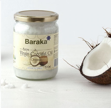 Кокосовое масло Organic Extra Virgin пищевое (в стекле), 500мл (Baraka)