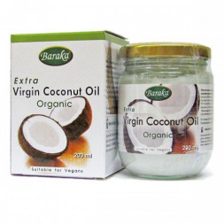 Кокосовое масло Organic Extra Virgin, пищевое (в стекле), 200мл (Baraka)