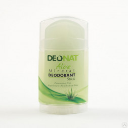 Натуральный дезодорант-кристалл ДеоНат с соком алоэ, овальный плоский стик (twist-up), 100г. (DeoNat)