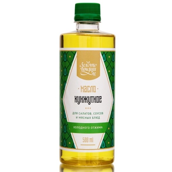 Кунжутное масло холодного отжима пищевое, 500 мл. (Золото Индии)