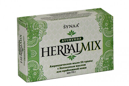 Мыло аюрведическое &quot;24 травы&quot; для проблемной кожи HerbalMix, 75г. (Synaa)