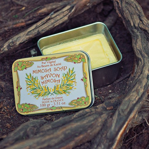 Натуральное ароматическое мыло &amp;quot;Мимоза&amp;quot; в жестяной коробочке, 100гр. (Le Blanc)