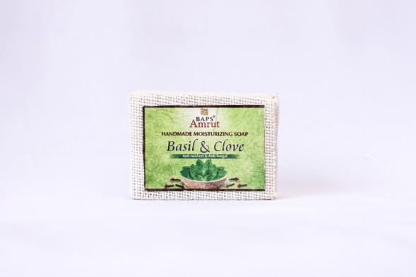 Увлажняющее мыло ручной работы Базилик &amp;amp; Гвоздика (Handmade Moisturizing Soap Basil &amp;amp; Clove), 125гр. (Baps Amrut)