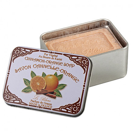 Натуральное ароматическое мыло в жестяной коробочке, 100 гр (Корица-Апельсин)