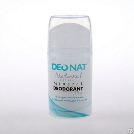 Натуральный дезодорант-кристалл ДеоНат, стик цельный, овальный, выдвигающийся (push-up), 100г. (DeoNat)