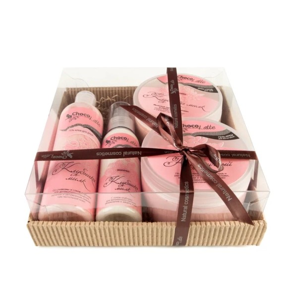 Подарочный набор №8 для тела/волос/душа КЛУБНИКА-МИЛК, (TM ChocoLatte)