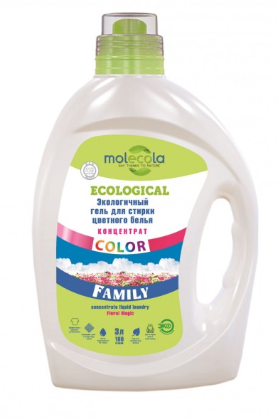 MOLECOLA Экологичный гель для стирки FAMILY COLOR, 3 л