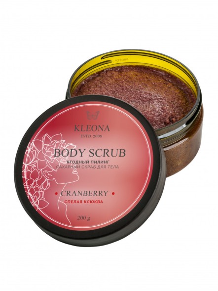 Kleona Скраб сахарный для тела &amp;quot;Спелая клюква&amp;quot;, 200 гр
