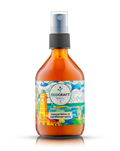 EcoCraft Спрей-кондиционер для блеска, гладкости и упругости волос несмываемый Апельсиновая Греция, 100 мл