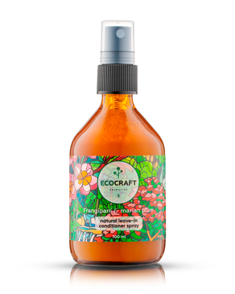 EcoCraft Спрей-кондиционер для волос несмываемый термозащитный и антистатический Франжипани и марианская слива, 100 мл