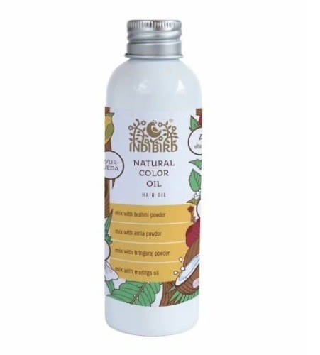 Масло для волос Цвет от природы (Natural Color Hair Oil), 150мл. Масло против седины, антивозрастной целитель, усиливает микроциркуляцию крови, питает волосы. (Indibird)
