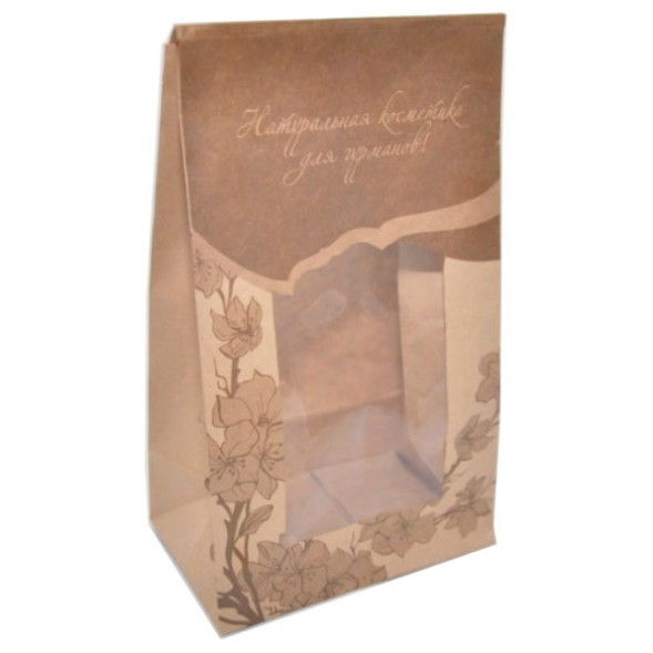 Крафт-пакет подарочный с окошком Большой  &amp;quot;Натуральная косметика&amp;quot;