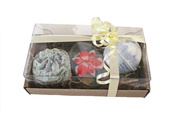 Набор подарочный НАСЛАЖДЕНИЕ гейзер d6 см, твердая пена для ванн, мыльное ассорти (ChocoLatte)