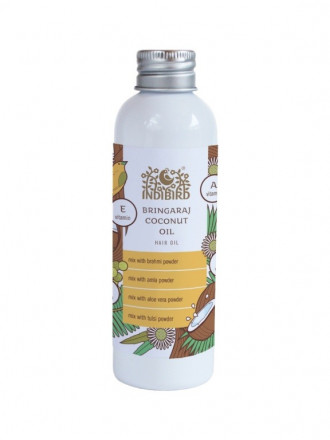 Масло для волос Брингарадж Кокос (Bhringraj Coconut Hair Oil) 150 мл. Для роста и питания волос, против выпадения. (Indibird)