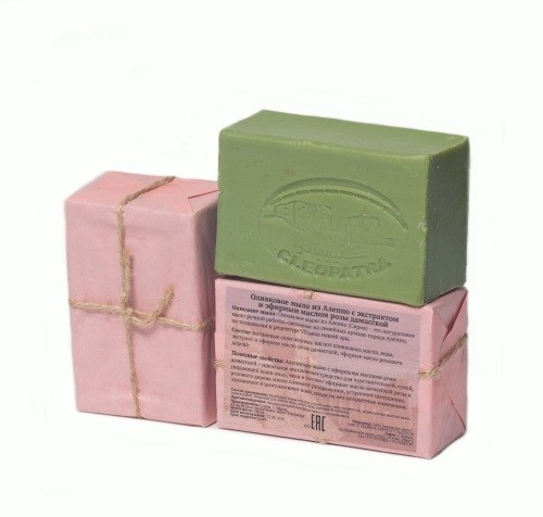 Мыло алеппское оливковое РОЗА ДАМАССКАЯ, 1 шт, 150 гр, ТМ КЛЕОПАТРА