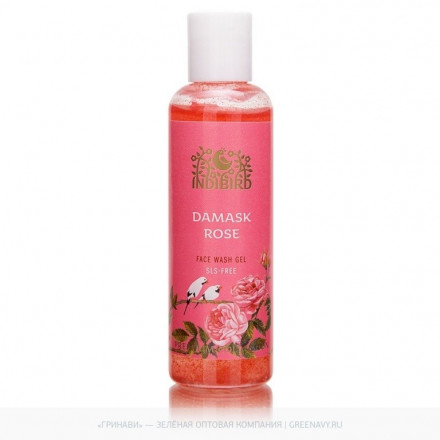 Гель для умывания лица Дамасская роза, Без сульфатов (Damask Rose Face Wash SLS-free), 100мл. (Indibird)