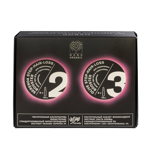 Nano Organic Набор ампул для укрепления волос при АГА и стрессовом выпадении, 12*10 мл