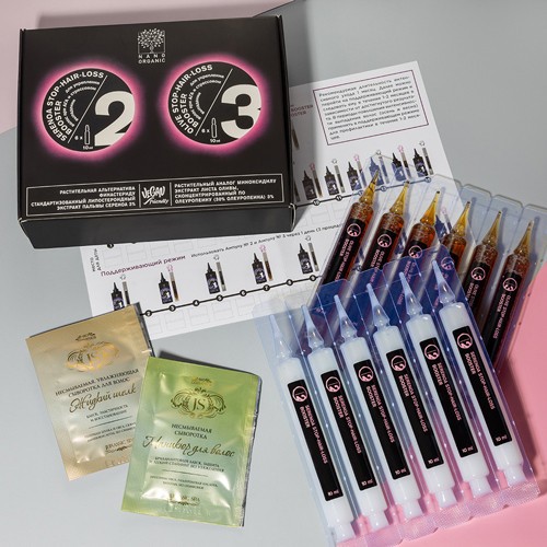 Nano Organic Набор ампул для укрепления волос при АГА и стрессовом выпадении, 12*10 мл