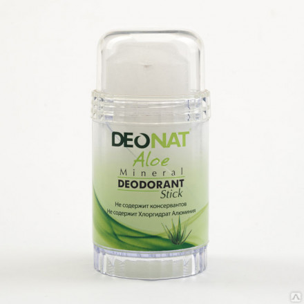 Натуральный дезодорант-кристалл ДеоНат с экстрактом алоэ, вывинчивающийся стик, 80г. (DeoNat)