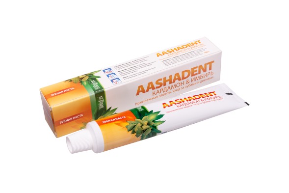 Зубная паста Aashadent Кардамон-Имбирь, 100мл. (Aasha Herbals)