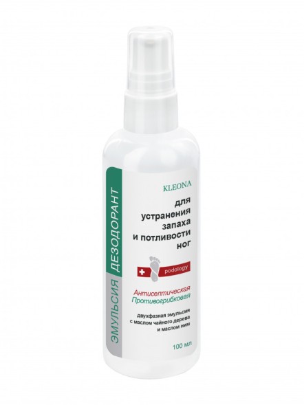 Kleona Эмульсия-дезодорант для устранения потливости и запаха ног, 100 мл
