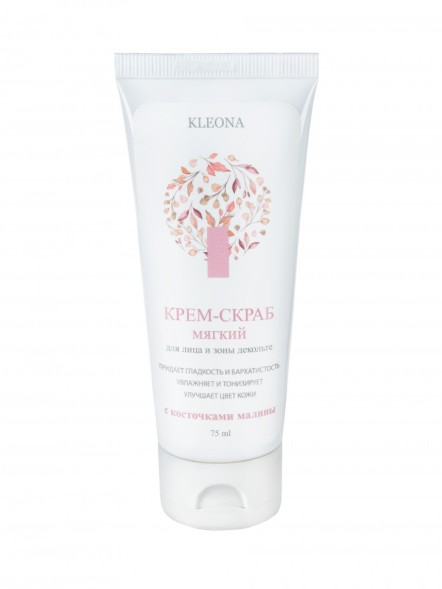 Kleona Крем-скраб мягкий для лица с косточками малины, 75 мл