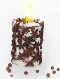ЭКО-свеча ручной работы SPICY NIGHT  light со звездочками аниса (TM Aromatte)