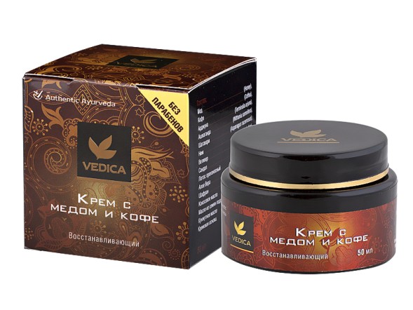 Крем для лица восстанавливающий с медом и кофе, 50мл. (Veda Vedica)